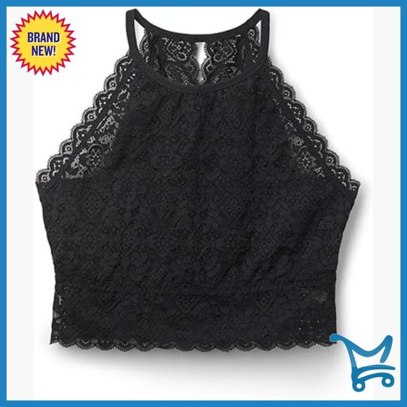 Lace Bra Top with Microfiber Layer Regular Fit Sleeveless Tank